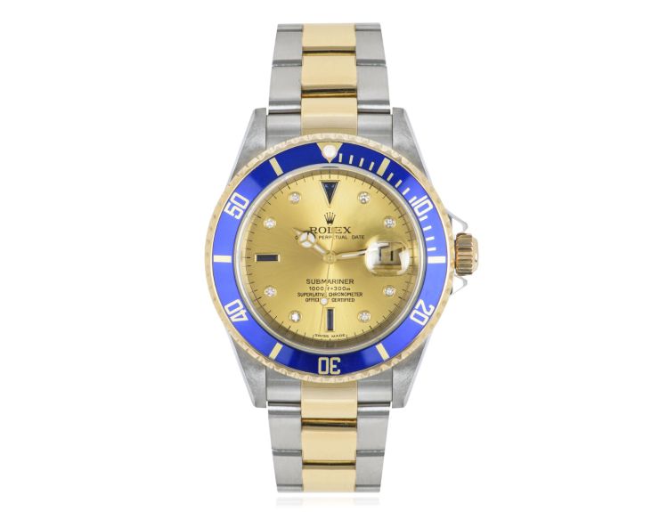 Rolex Submariner Serti Dial Stainless Steel Yellow Gold 16613 WatchCentre Watch Centre