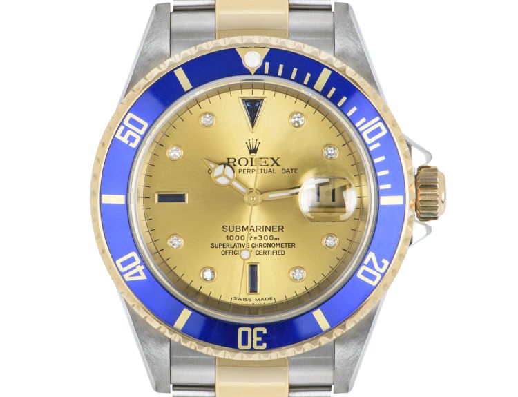 Rolex Submariner Serti Dial Stainless Steel Yellow Gold 16613 WatchCentre Watch Centre