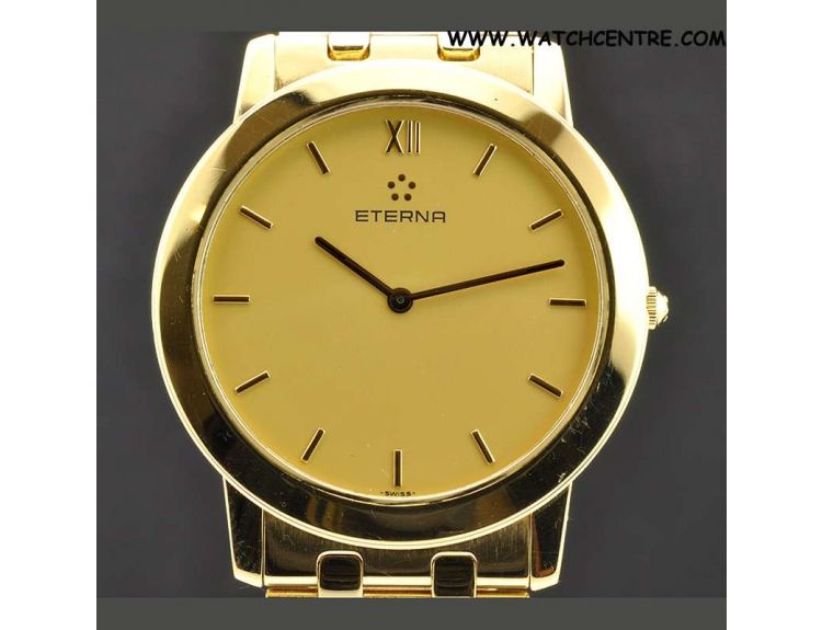 Eterna 18k Yellow Gold Quartz Movement Gents B P Watch Centre