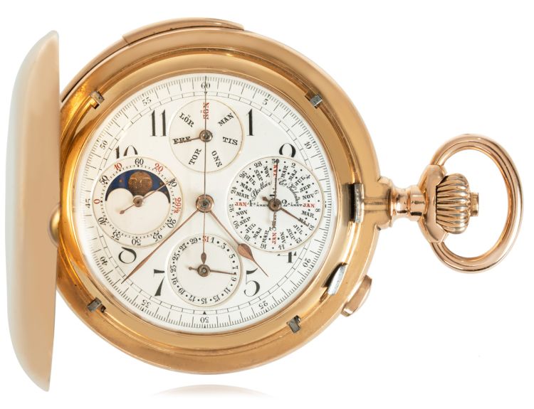 A Swiss Perpetual Minute Repeater Chronograph Full Hunter Pocket